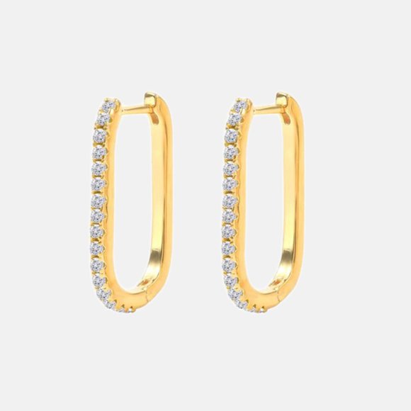 Mint & Lily Jewelry - MINT & LILY Square Pave Hoop Earrings in Gold NWT